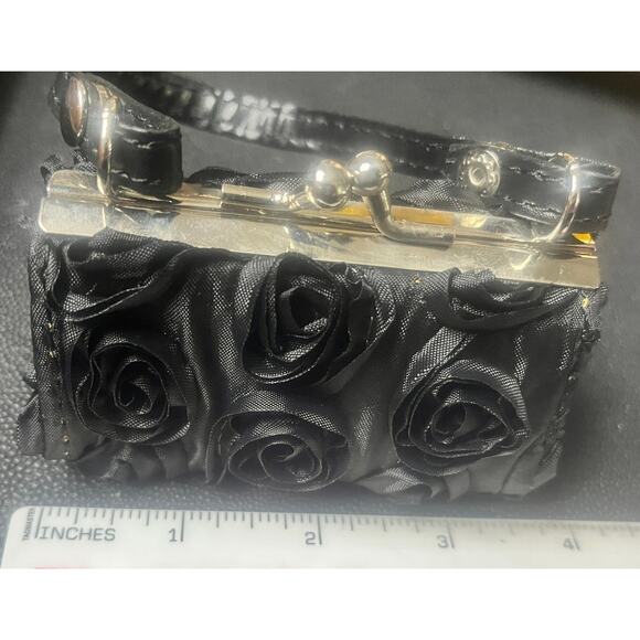 Mini Black Ribbon Bag with Removable Handle 4" x 2" x 2" w/3" Drop Handle - Picture 7 of 7